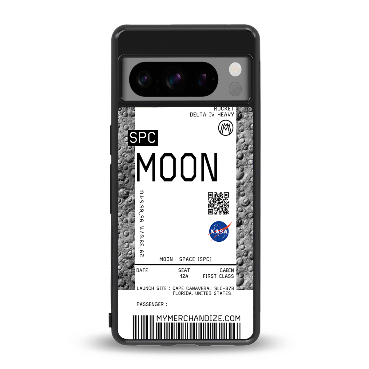 moon boarding pass ticket back phone cover | glass case for google pixel 8 pro
