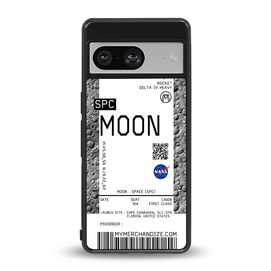 moon boarding pass ticket back phone cover | glass case for Google Pixel 8