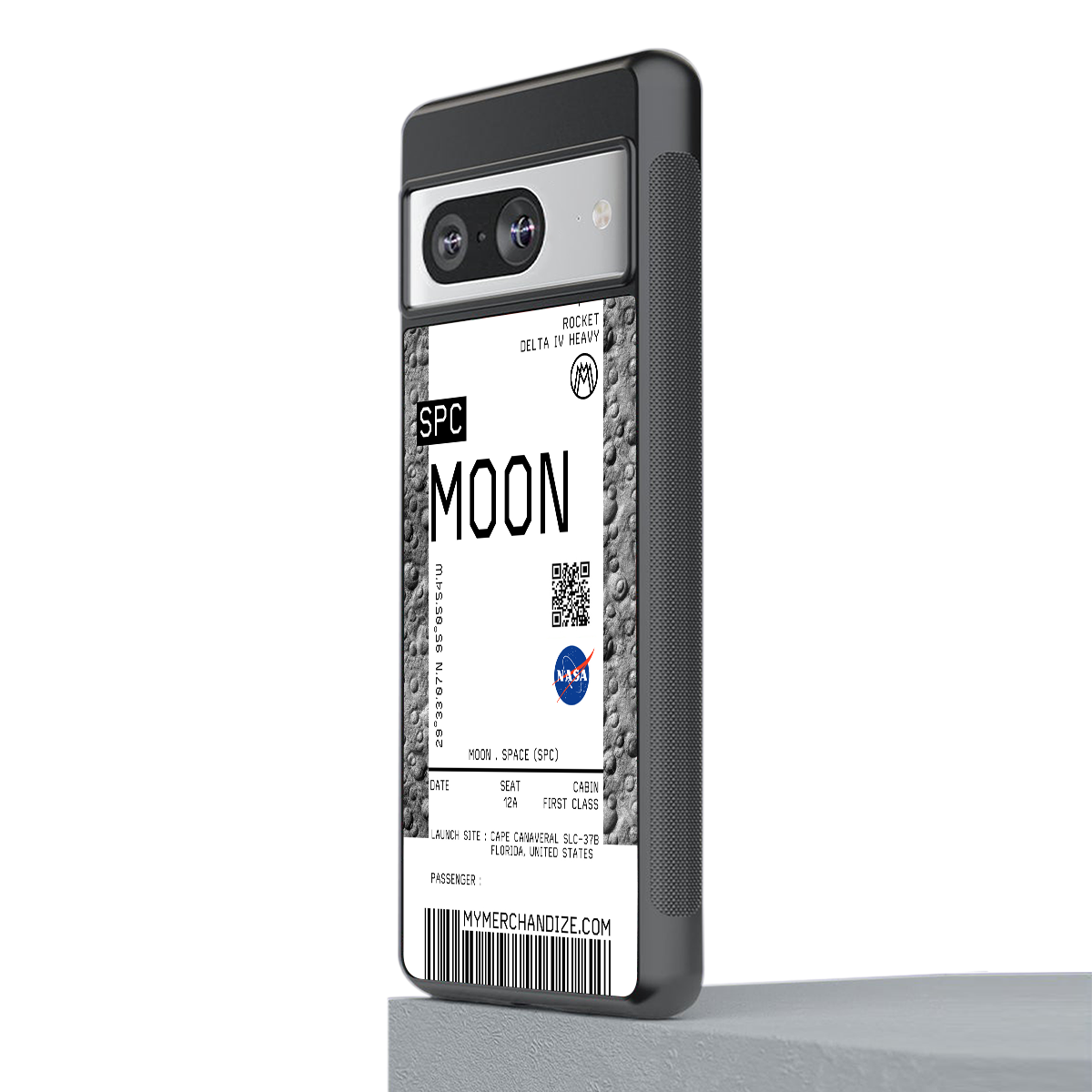moon boarding pass ticket back phone cover | glass case for Google Pixel 8