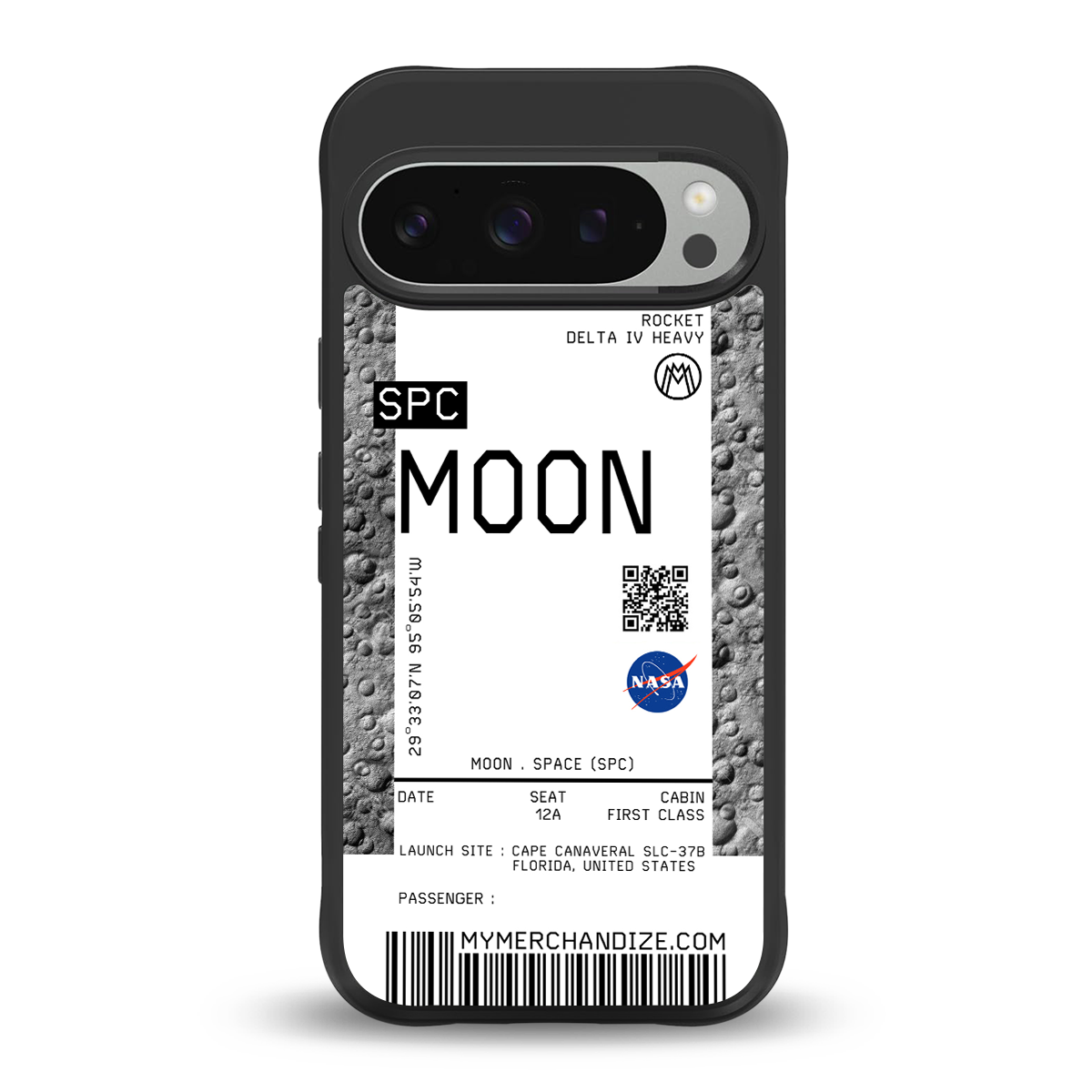 moon boarding pass ticket back phone cover | glass case for google pixel 9 pro xl