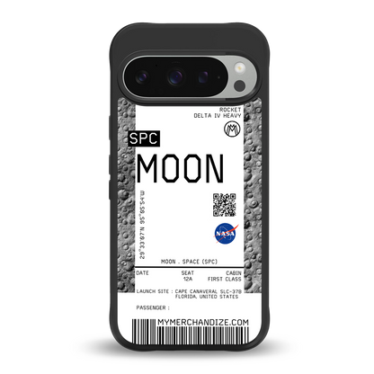 moon boarding pass ticket back phone cover | glass case for google pixel 9 pro xl