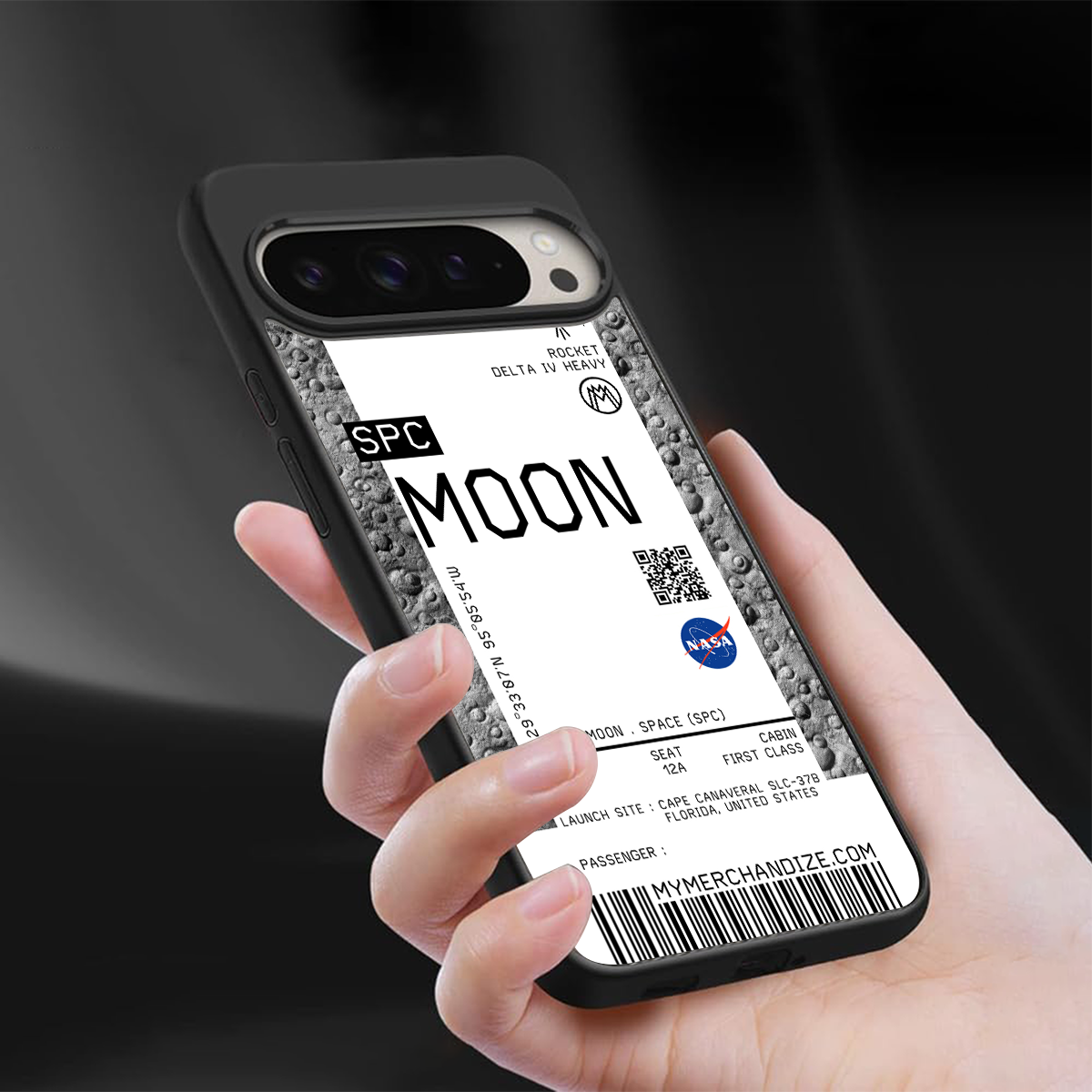 moon boarding pass ticket back phone cover | glass case for google pixel 9 pro xl