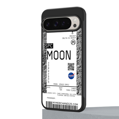 moon boarding pass ticket back phone cover | glass case for google pixel 9 pro xl