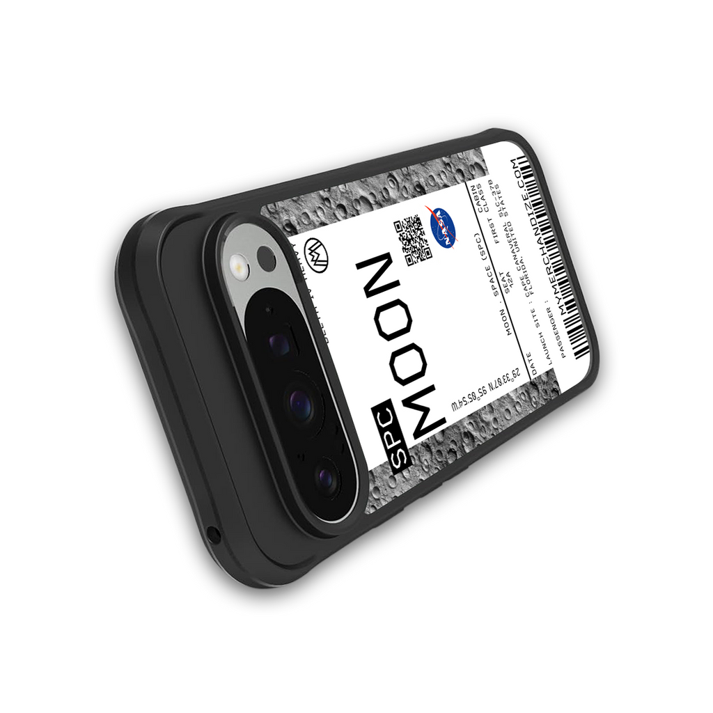 moon boarding pass ticket back phone cover | glass case for google pixel 9 pro xl