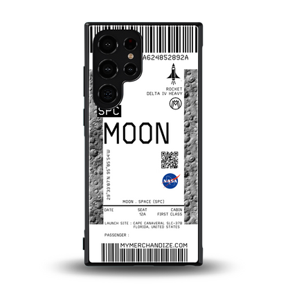moon boarding pass ticket back phone cover | glass case for samsung galaxy s24 ultra
