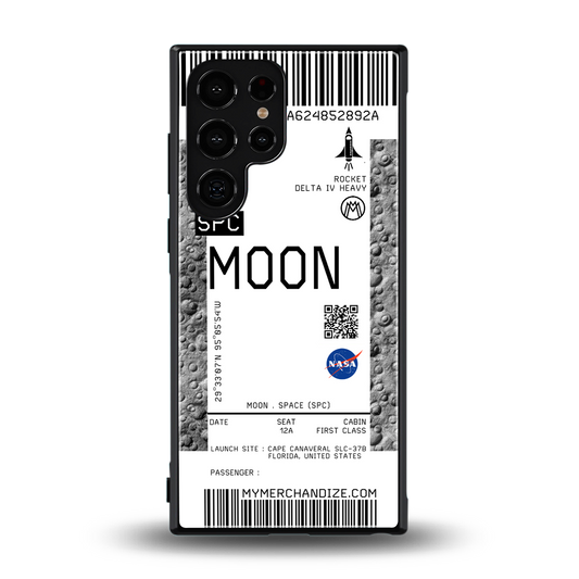 moon boarding pass ticket back phone cover | glass case for samsung galaxy s24 ultra