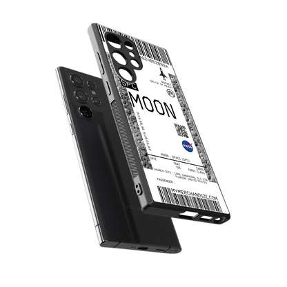 moon boarding pass ticket back phone cover | glass case for samsung galaxy s23 ultra