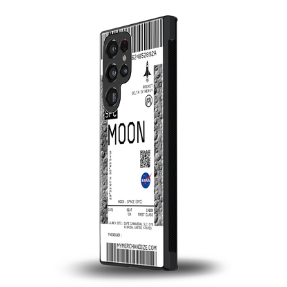 moon boarding pass ticket back phone cover | glass case for samsung galaxy s24 ultra