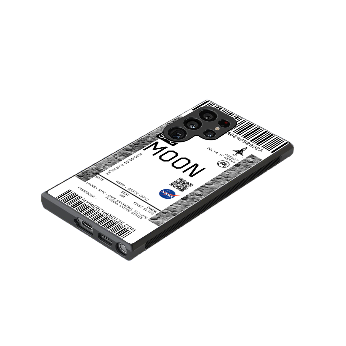 moon boarding pass ticket back phone cover | glass case for samsung galaxy s24 ultra