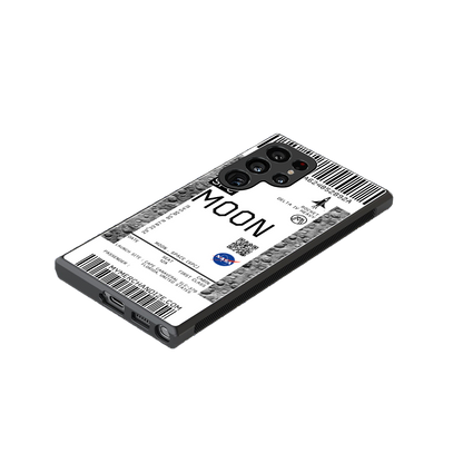 moon boarding pass ticket back phone cover | glass case for samsung galaxy s24 ultra