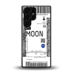 moon boarding pass ticket back phone cover | glass case for samsung galaxy s25 ultra