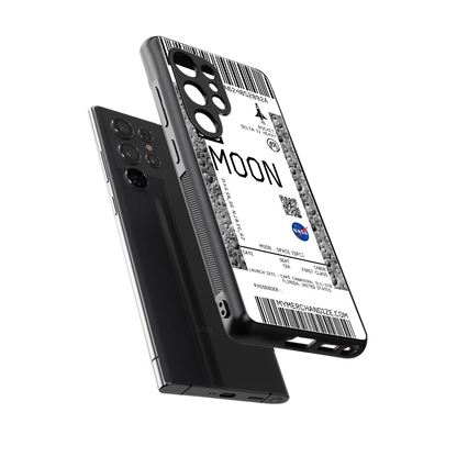 moon boarding pass ticket back phone cover | glass case for samsung galaxy s25 ultra