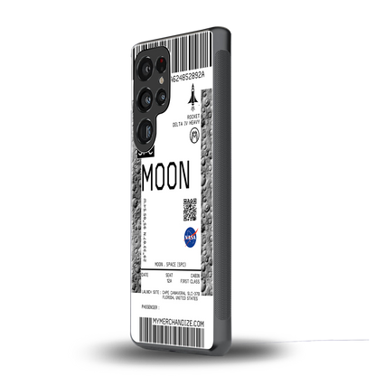 moon boarding pass ticket back phone cover | glass case for samsung galaxy s25 ultra
