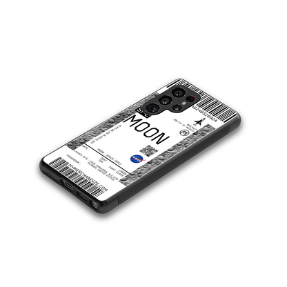 moon boarding pass ticket back phone cover | glass case for samsung galaxy s25 ultra