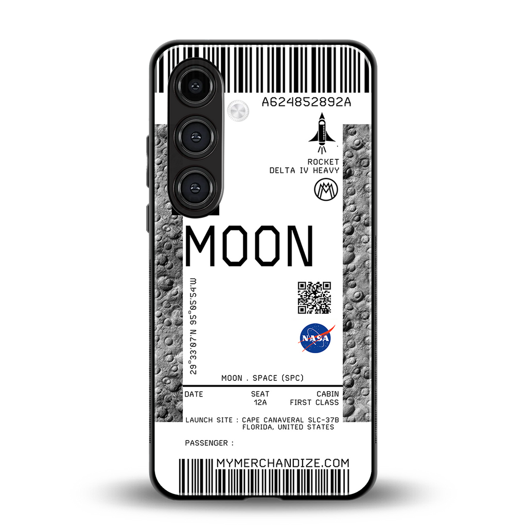moon boarding pass ticket back phone cover | glass case for samsung galaxy s24