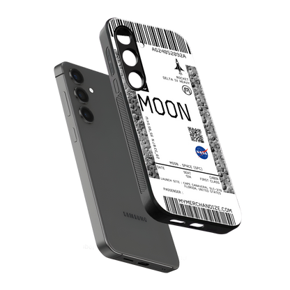 moon boarding pass ticket back phone cover | glass case for samsung galaxy s24 plus