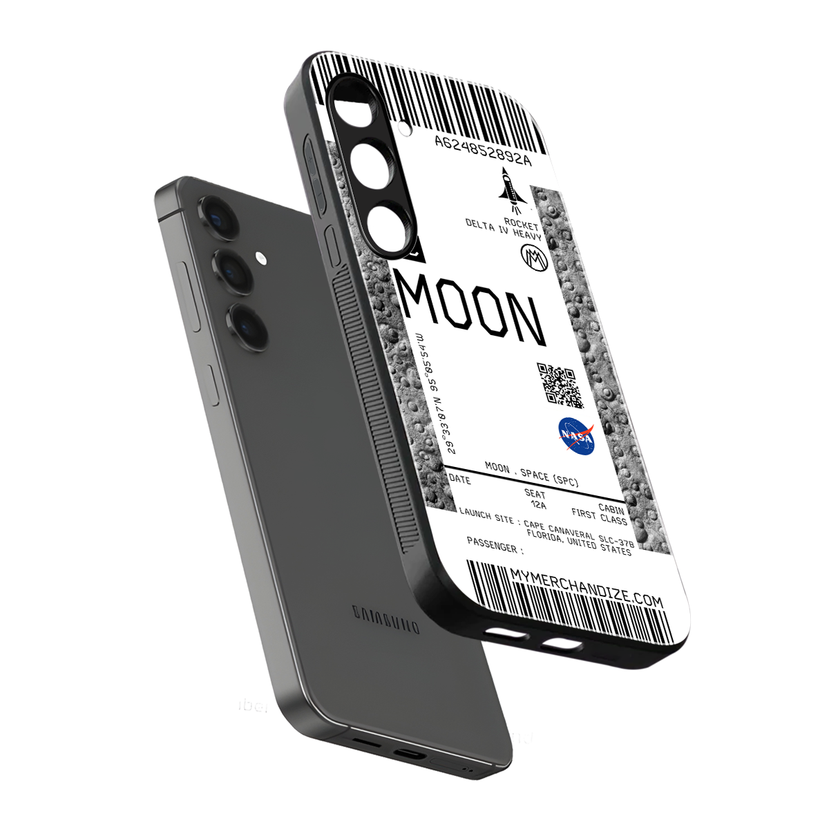 moon boarding pass ticket back phone cover | glass case for samsung galaxy s24 fe