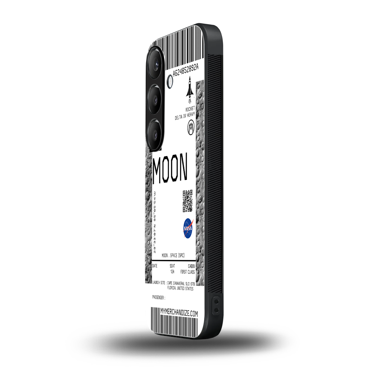 moon boarding pass ticket back phone cover | glass case for samsung galaxy s24 plus