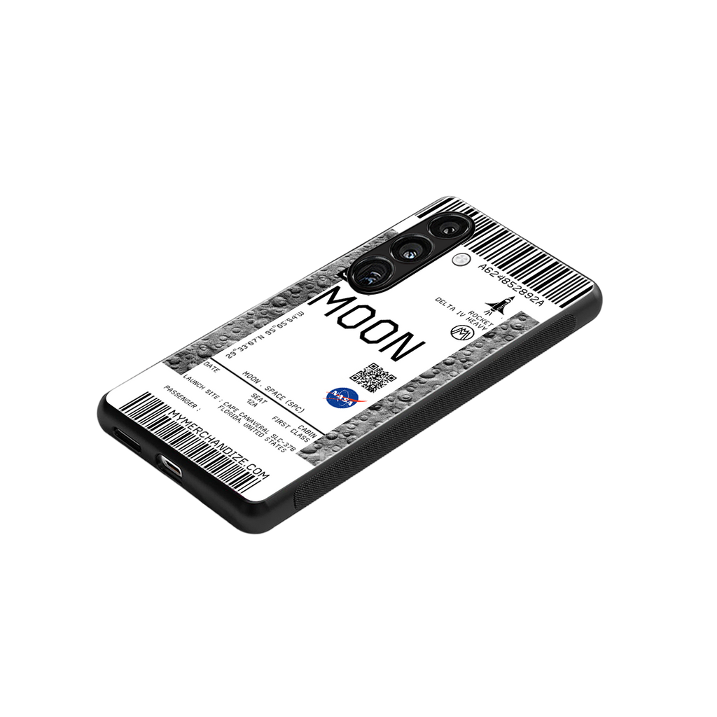 moon boarding pass ticket back phone cover | glass case for samsung galaxy s23 plus