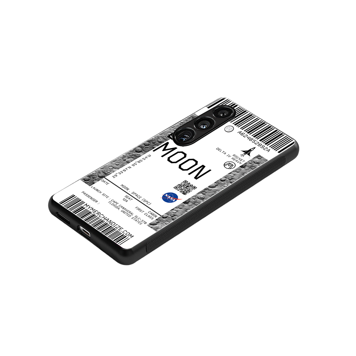 moon boarding pass ticket back phone cover | glass case for samsung galaxy s24 plus