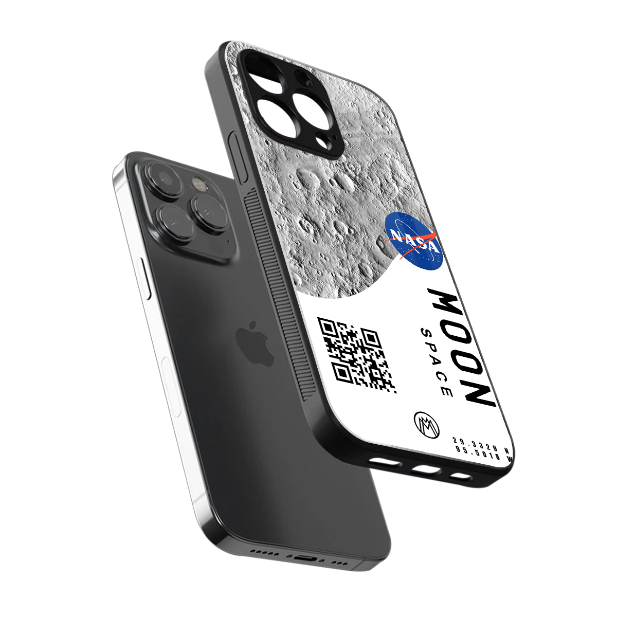 moon space back phone cover | glass case for iphone 13 pro max