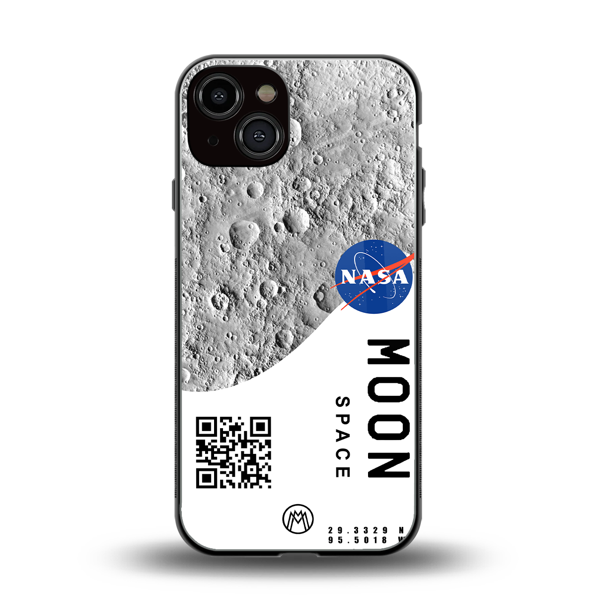 moon space back phone cover | glass case for iphone 13