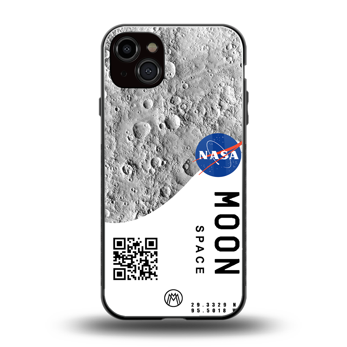moon space back phone cover | glass case for iphone 15 plus