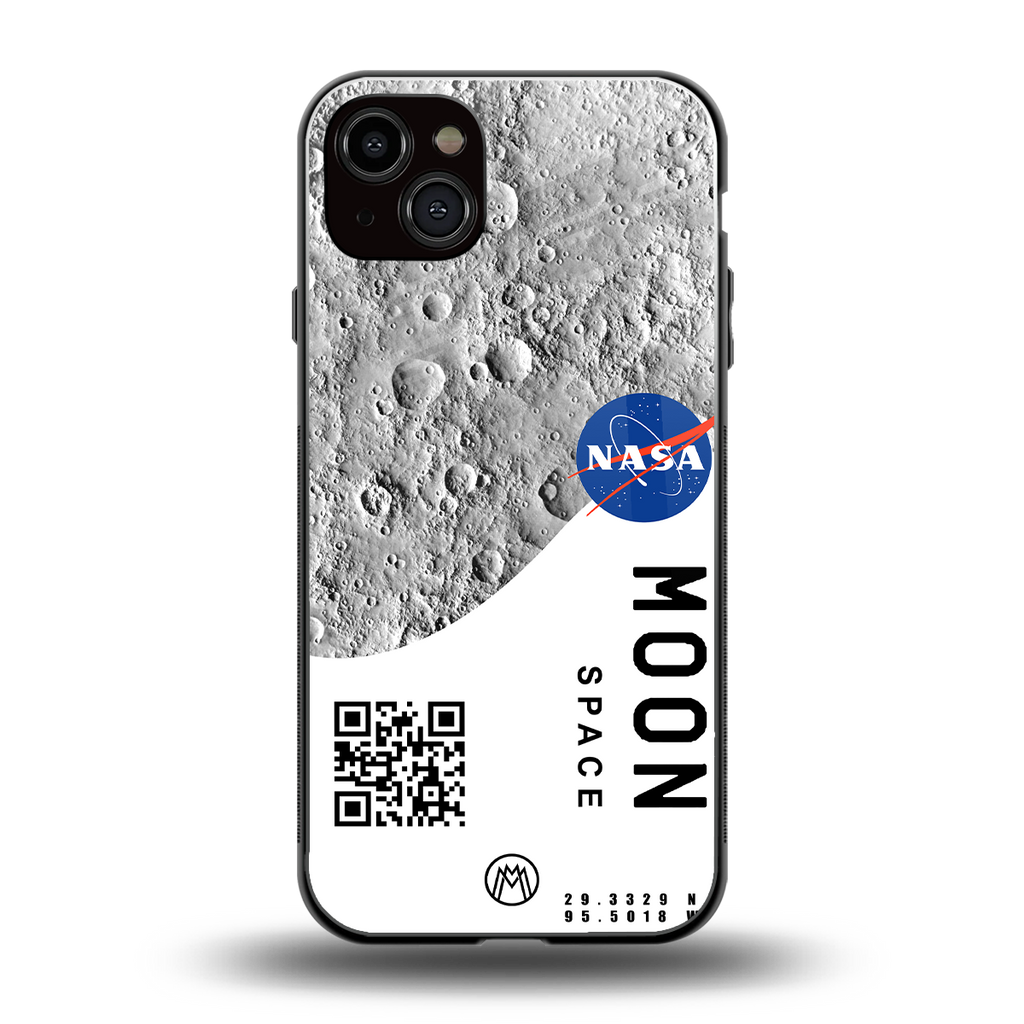 moon space back phone cover | glass case for iphone 14 plus