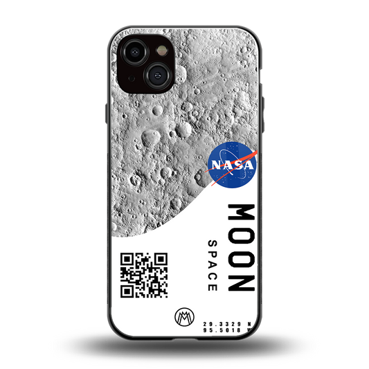 moon space back phone cover | glass case for iphone 14 plus