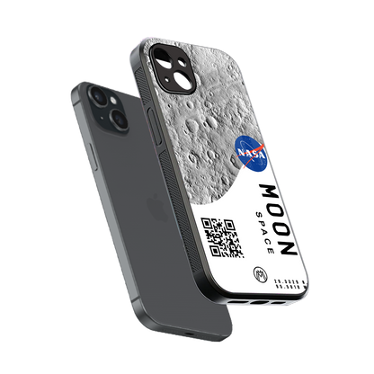 moon space back phone cover | glass case for iphone 14 plus