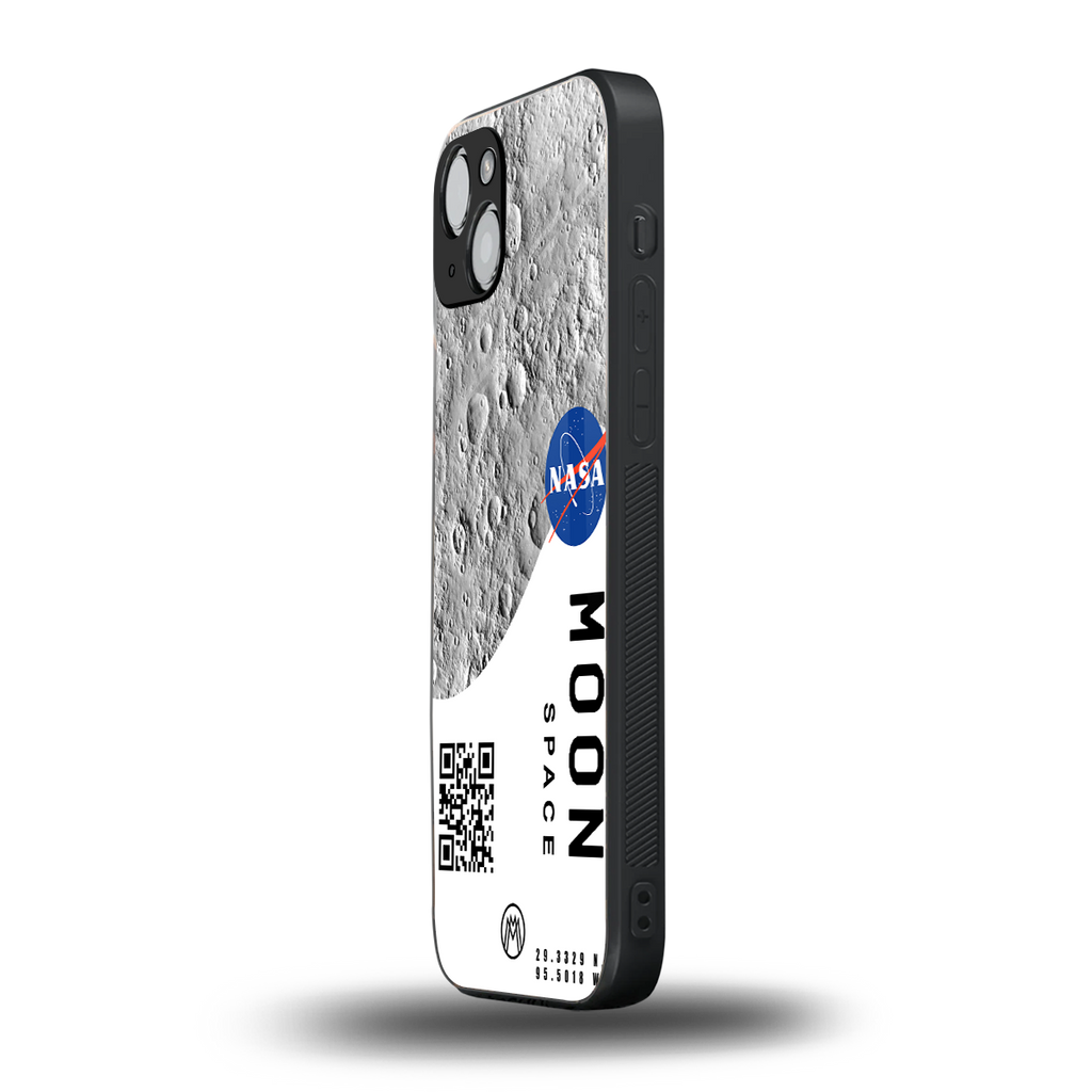 moon space back phone cover | glass case for iphone 14 plus