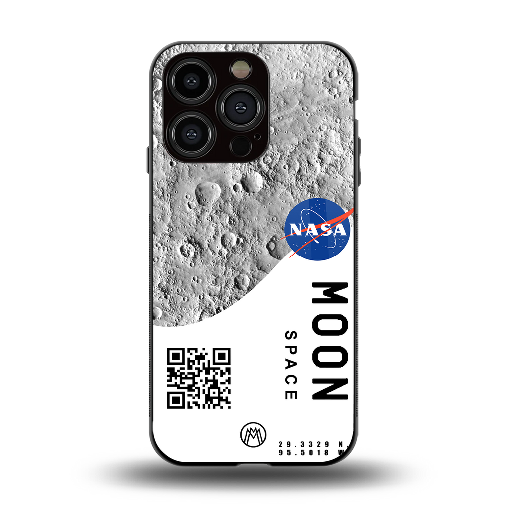 moon space back phone cover | glass case for iphone 15 pro