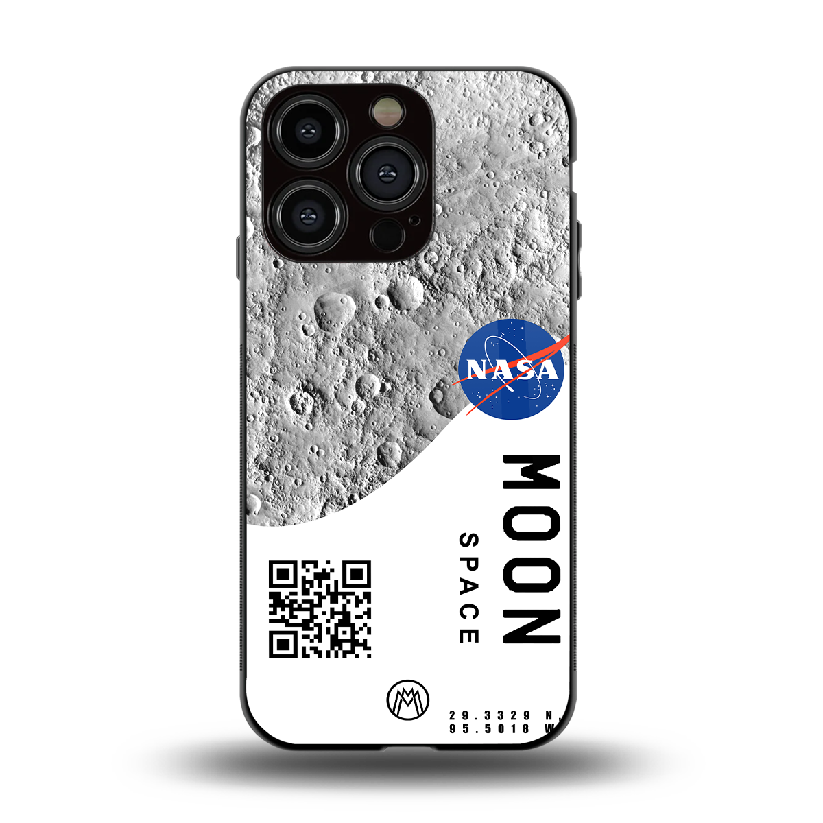 moon space back phone cover | glass case for iphone 15 pro