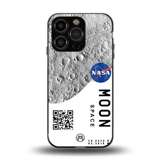 moon space back phone cover | glass case for iphone 15 pro