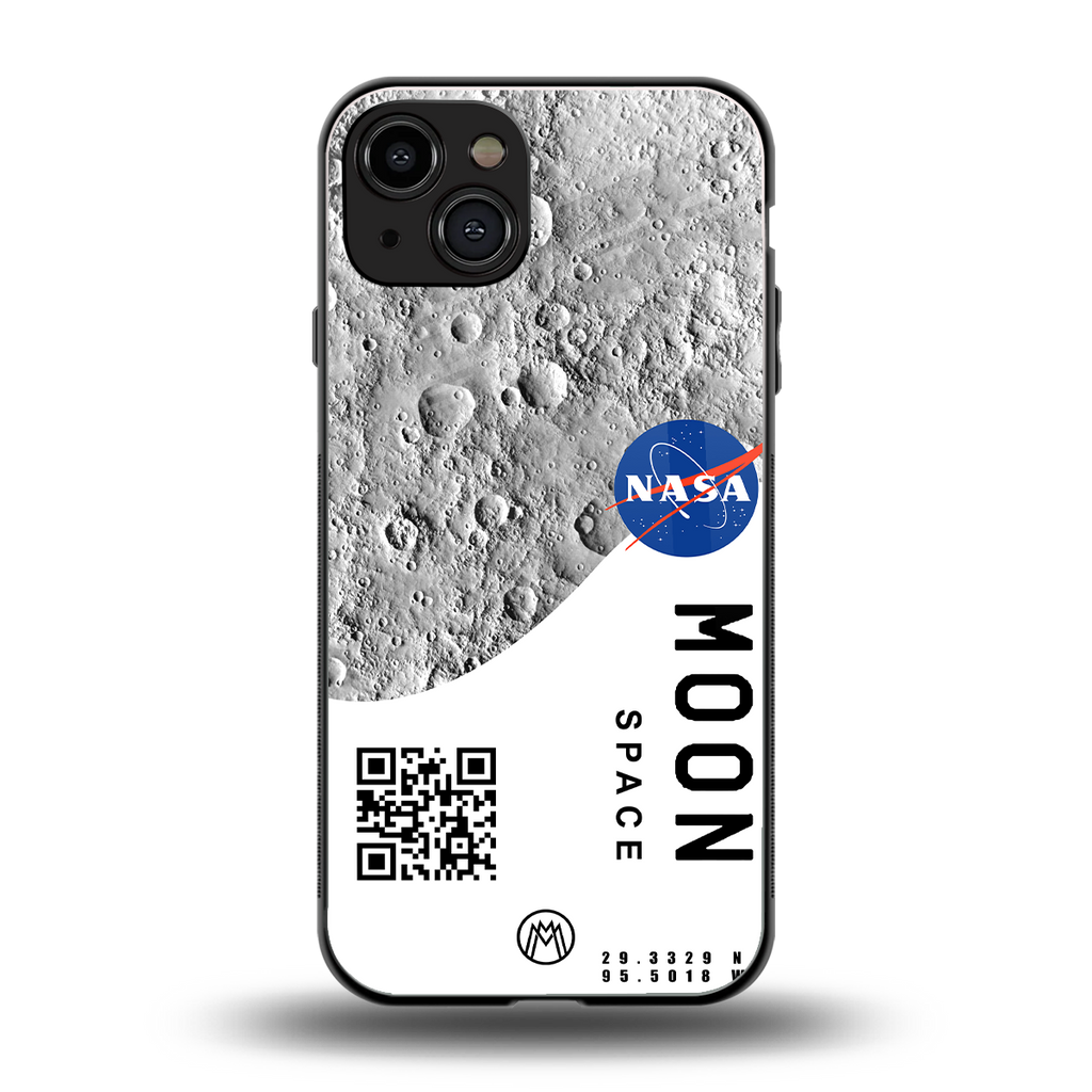 moon space back phone cover | glass case for iphone 15