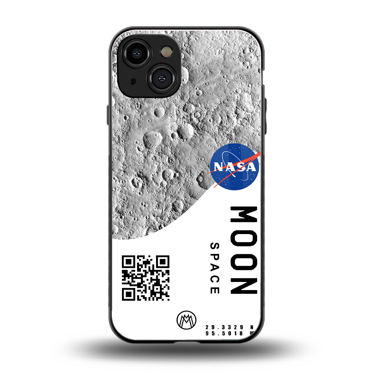 moon space back phone cover | glass case for iphone 15