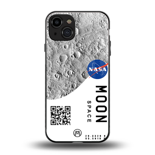 moon space back phone cover | glass case for iphone 15