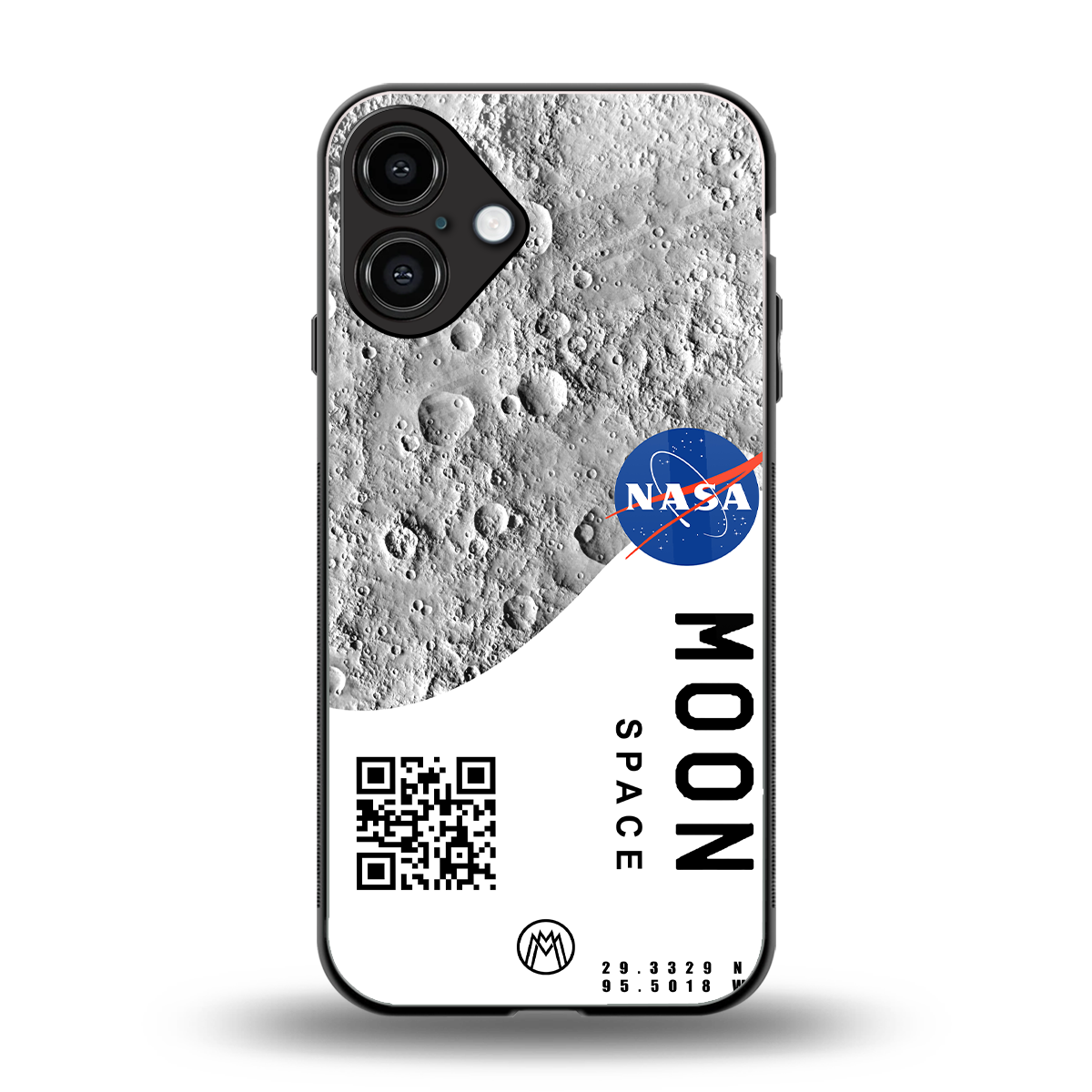 moon space back phone cover | glass case for iphone 16 plus