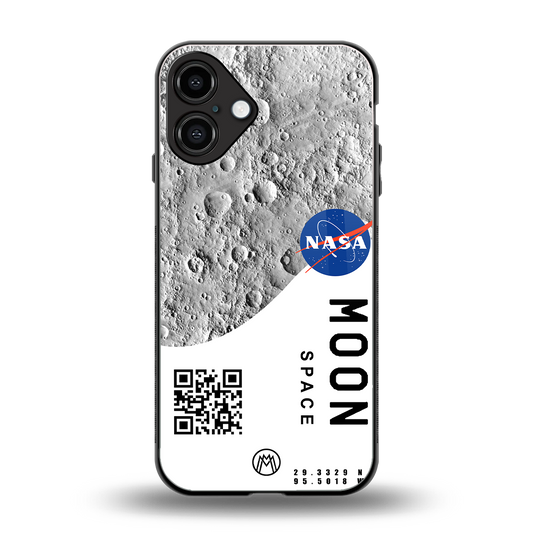 moon space back phone cover | glass case for iphone 16 plus