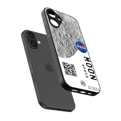 moon space back phone cover | glass case for iphone 16 plus