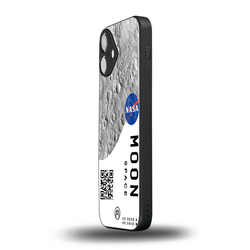 moon space back phone cover | glass case for iphone 16 plus