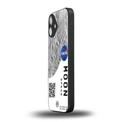moon space back phone cover | glass case for iphone 16 plus