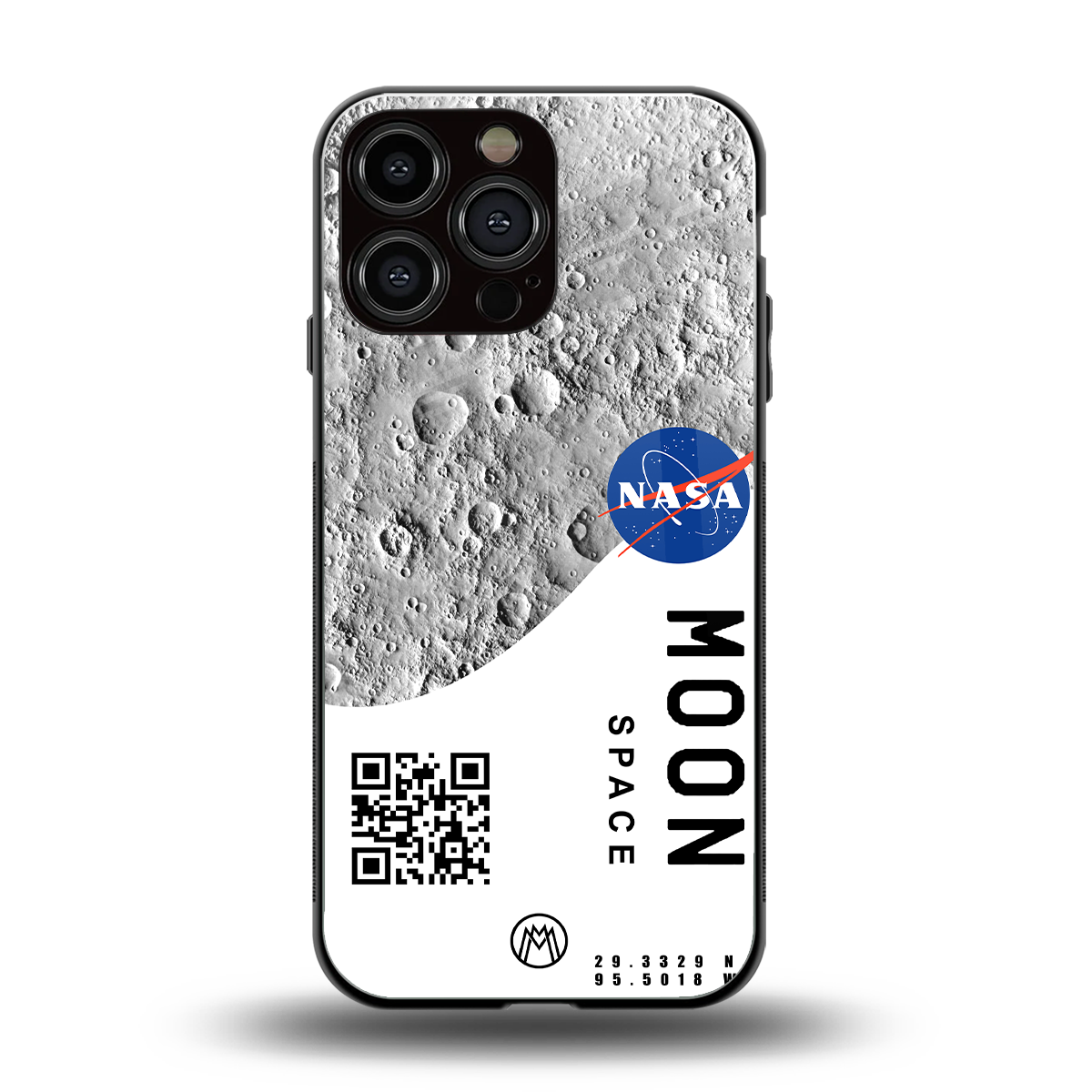 moon space back phone cover | glass case for iphone 16 pro max