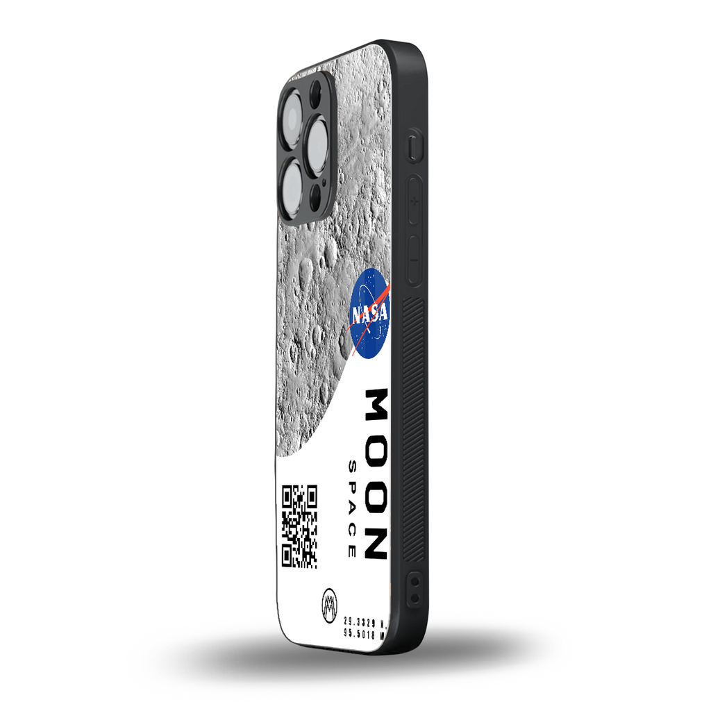 moon space back phone cover | glass case for iphone 16 pro max