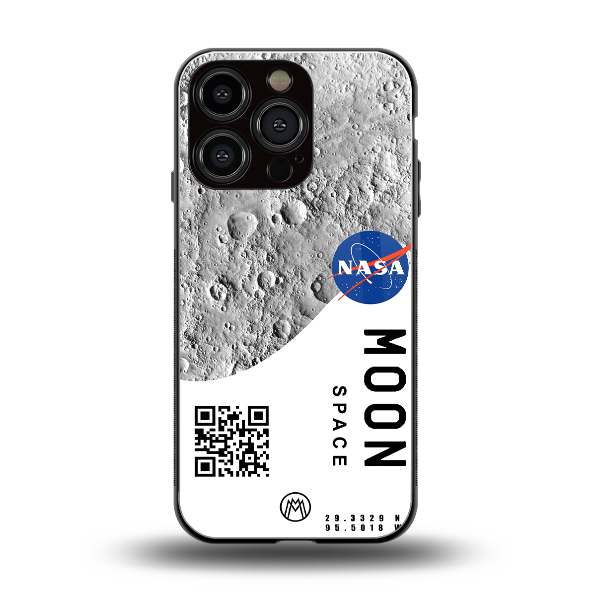 moon space back phone cover | glass case for iphone 16 pro