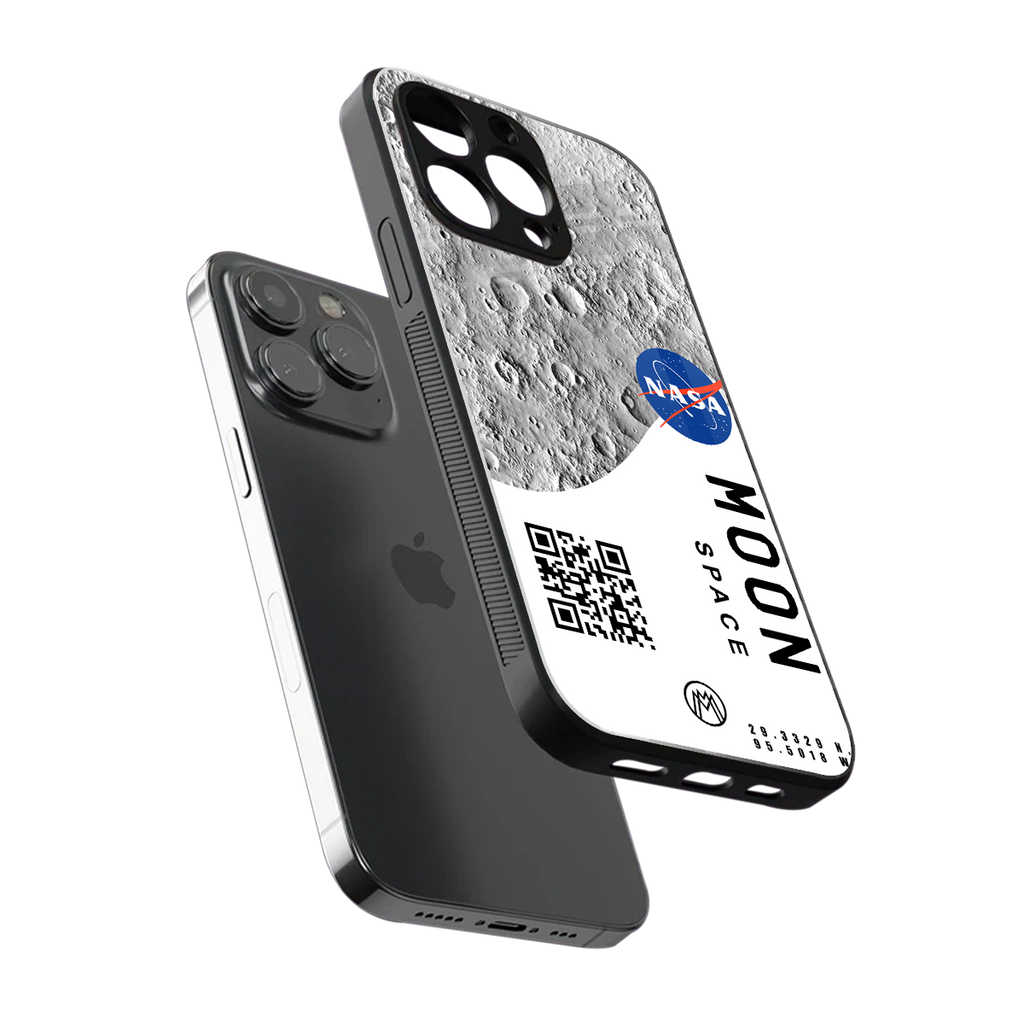 moon space back phone cover | glass case for iphone 16 pro