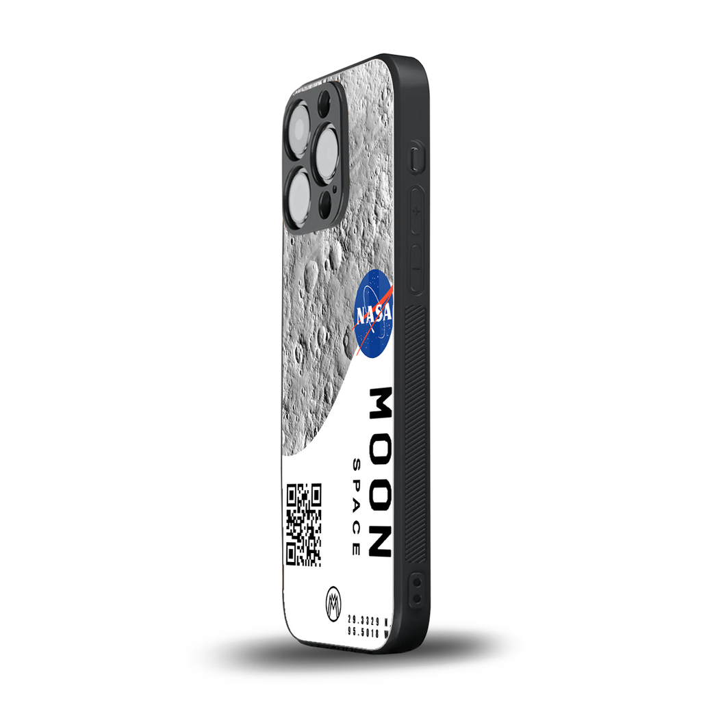 moon space back phone cover | glass case for iphone 16 pro