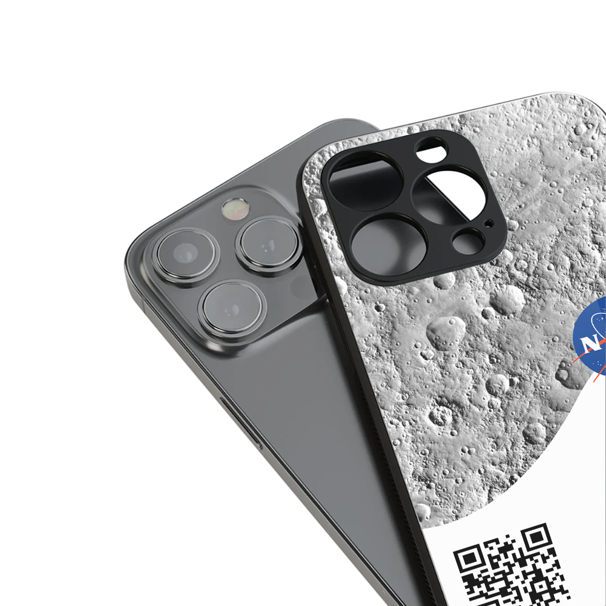 moon space back phone cover | glass case for iphone 15 pro