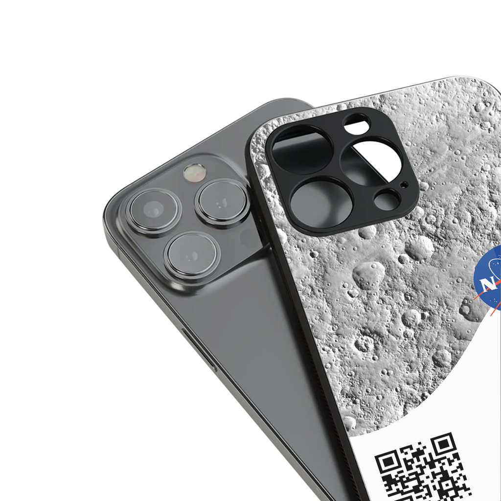 moon space back phone cover | glass case for iphone 16 pro