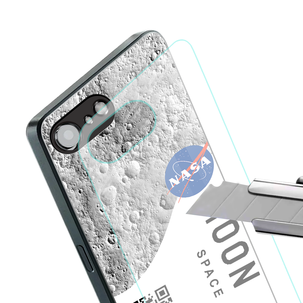 moon space back phone cover | glass case for iphone 16e